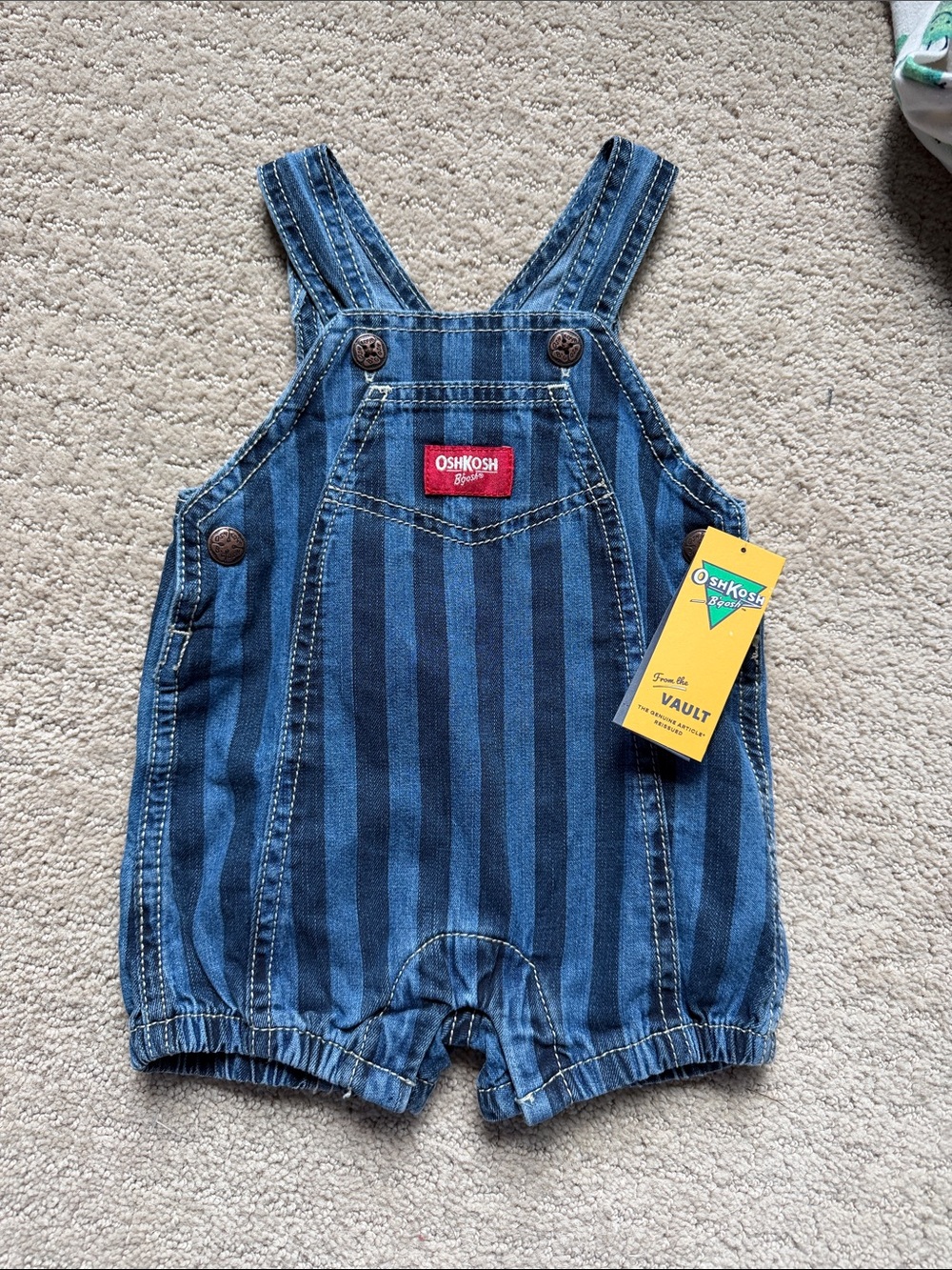 OshKosh B'gosh Navy and Dark Blue Striped Denim Shortalls